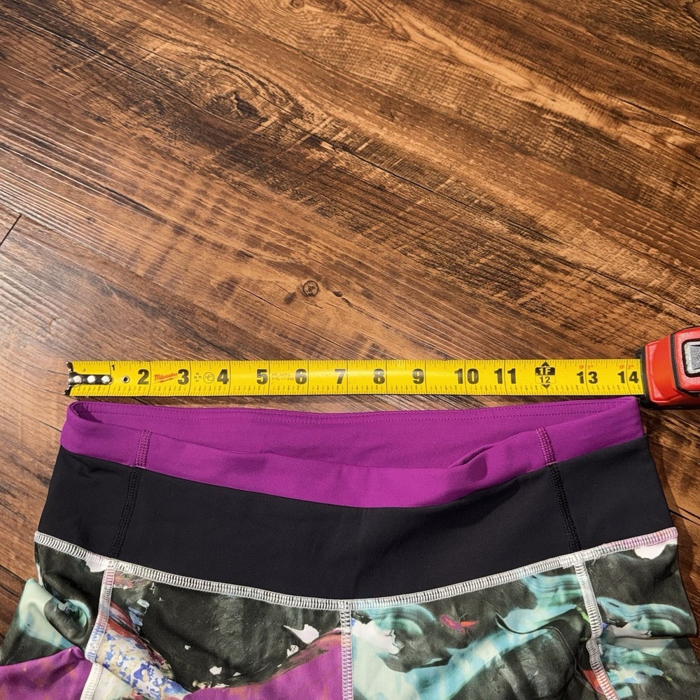 Lululemon Side Ruched Multicolor Swirl Marble Print Full Length Leggings Size 8 - Picture 4 of 10